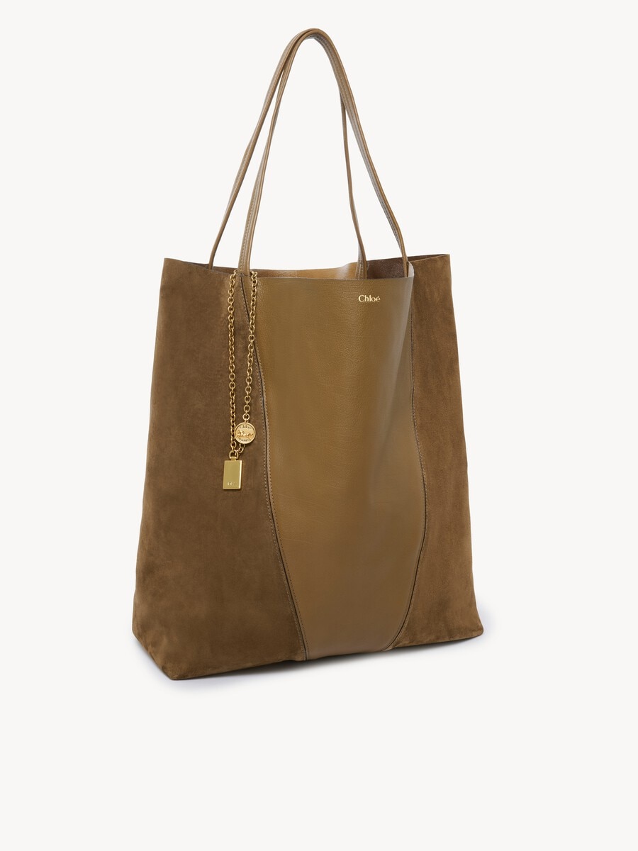 Bolso tote Chlo&eacute; Spin grande de ante y cuero granulado - 4