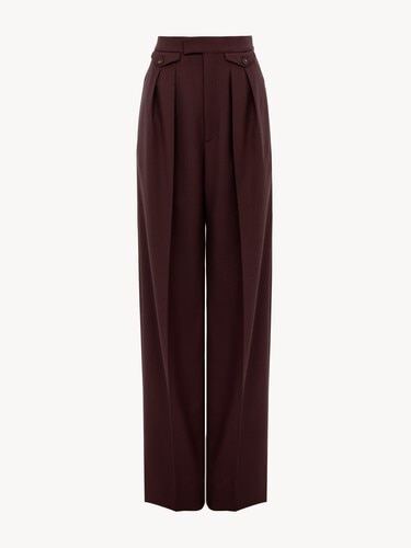 High-rise gathered pants in wool gabardine - 2