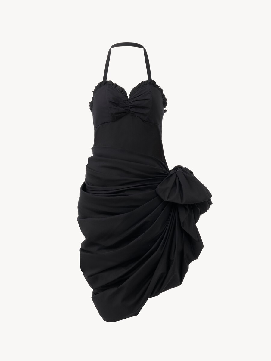 Wrapped halterneck dress in cotton poplin - 2