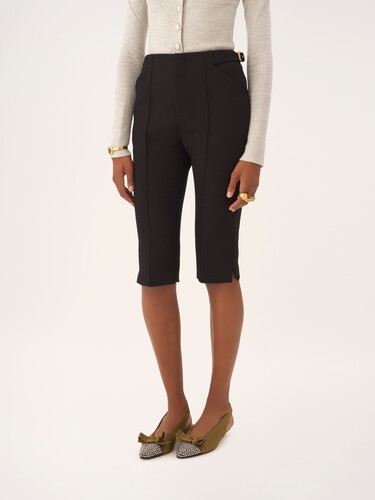 Tailored capri pants in wool cr&ecirc;pe - 4