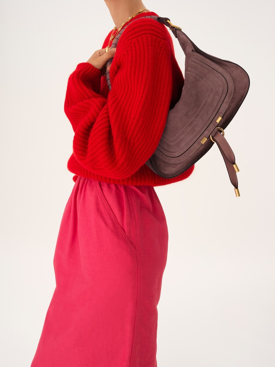 Small Marcie shoulder bag in suede leather - 3