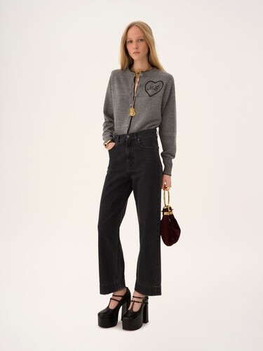 High-rise cropped jeans in denim - 3