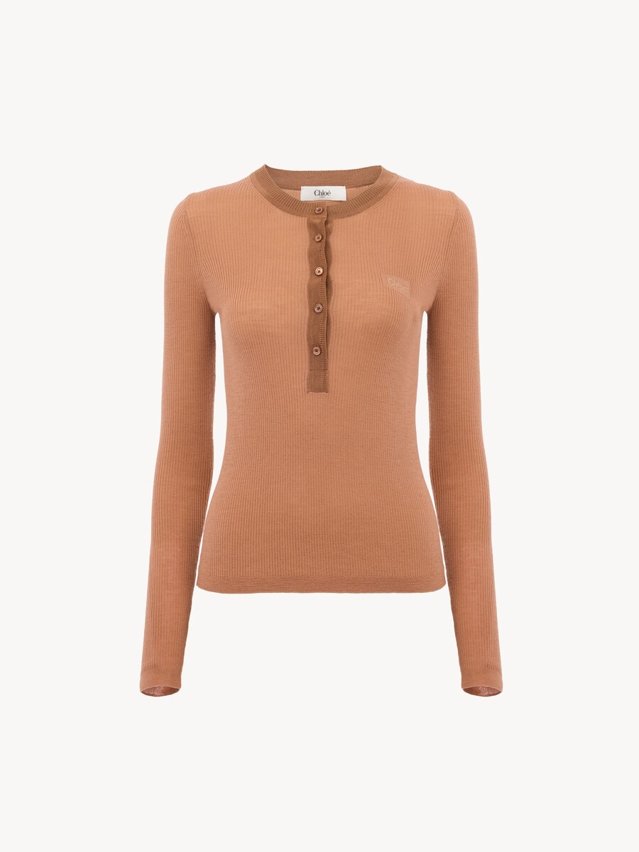 Henley shirt in superfine wool knit - 2