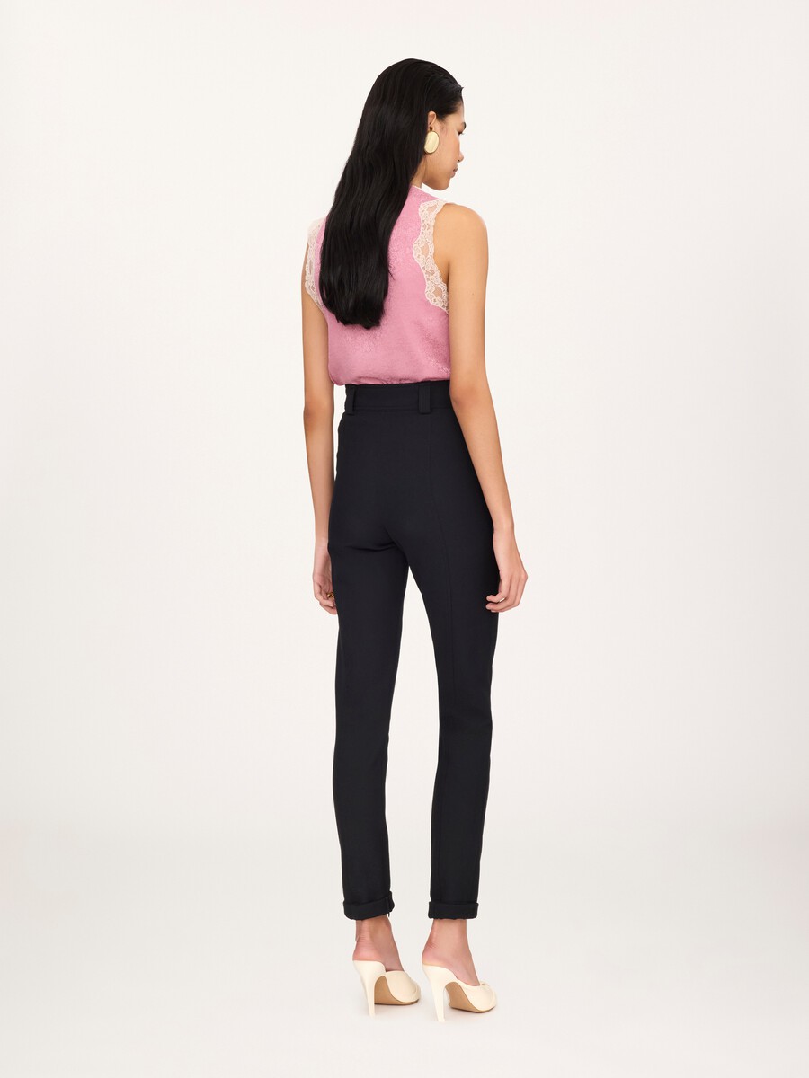 High-rise fitted pants in stretch tricotine - 7
