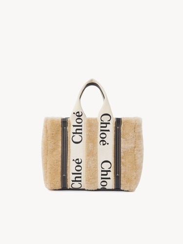 Small Woody tote bag in shearling - 5