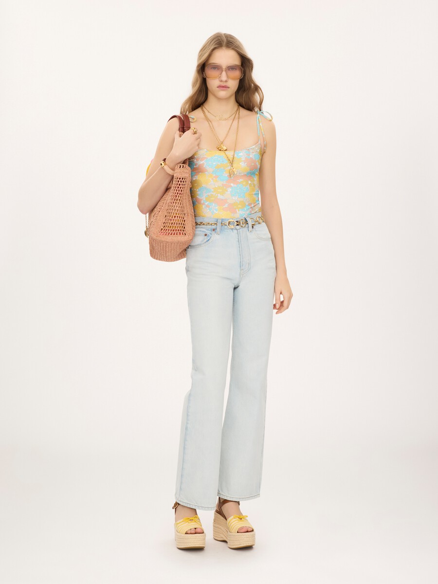 High-rise cropped jeans in denim - 3