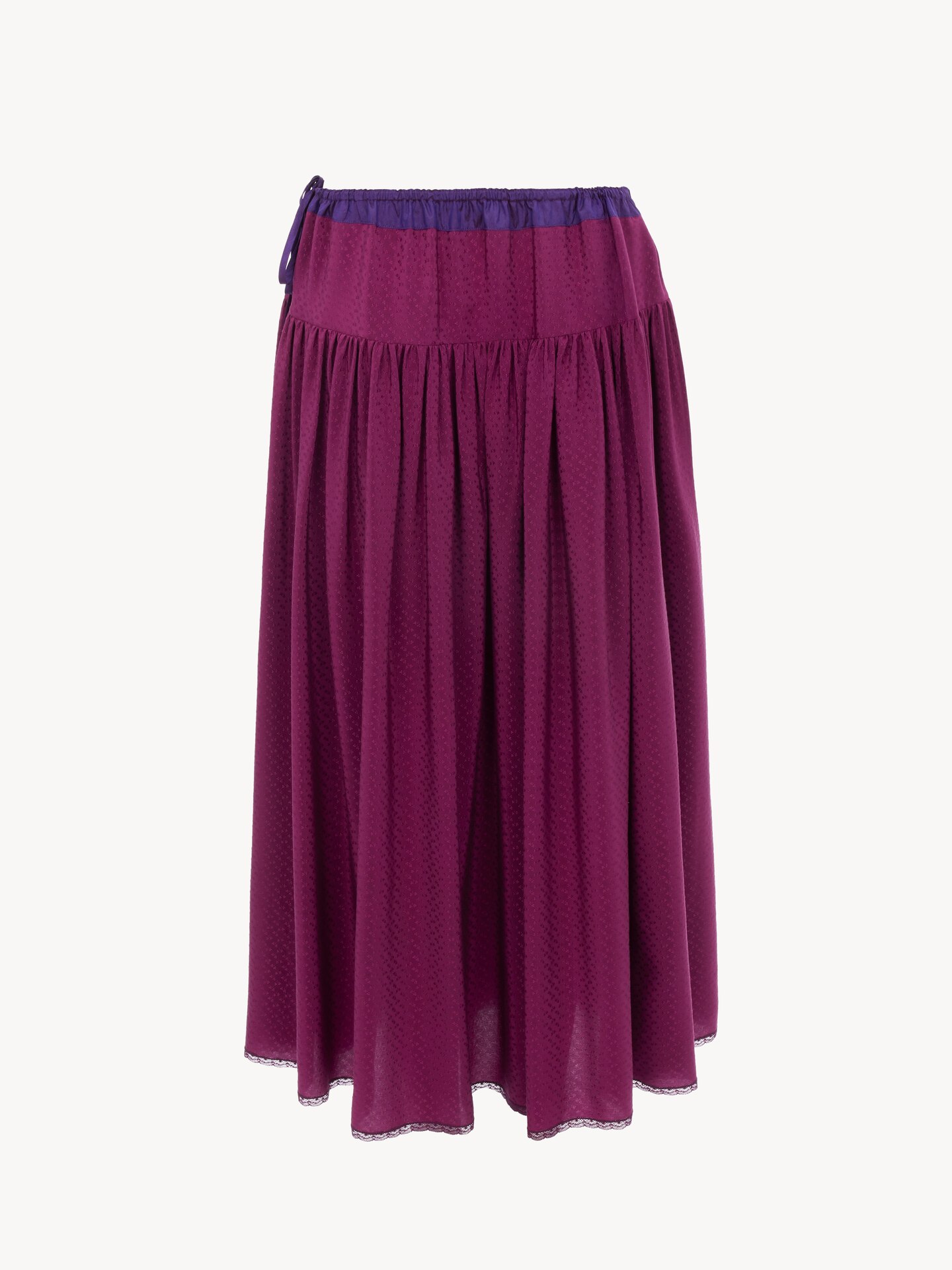 Ruffled high-neck top in silk jacquard - 1