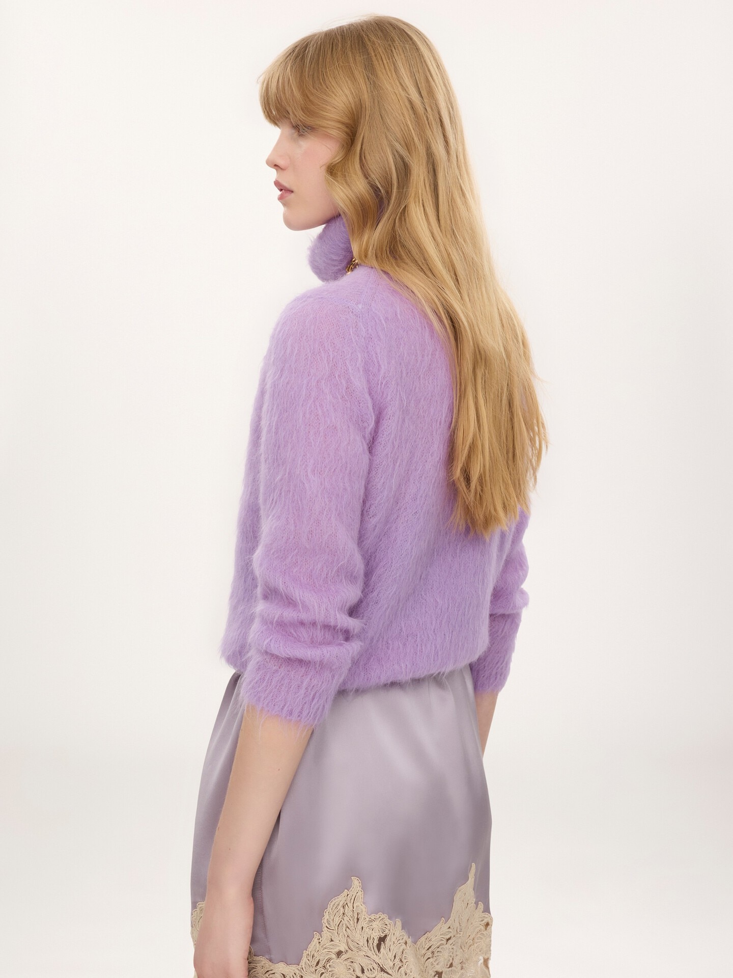 Pull polo en maille de laine alpaga m&eacute;lang&eacute;e - 4.0