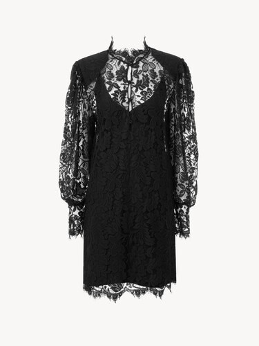 Long-sleeve mini dress in lace - 2