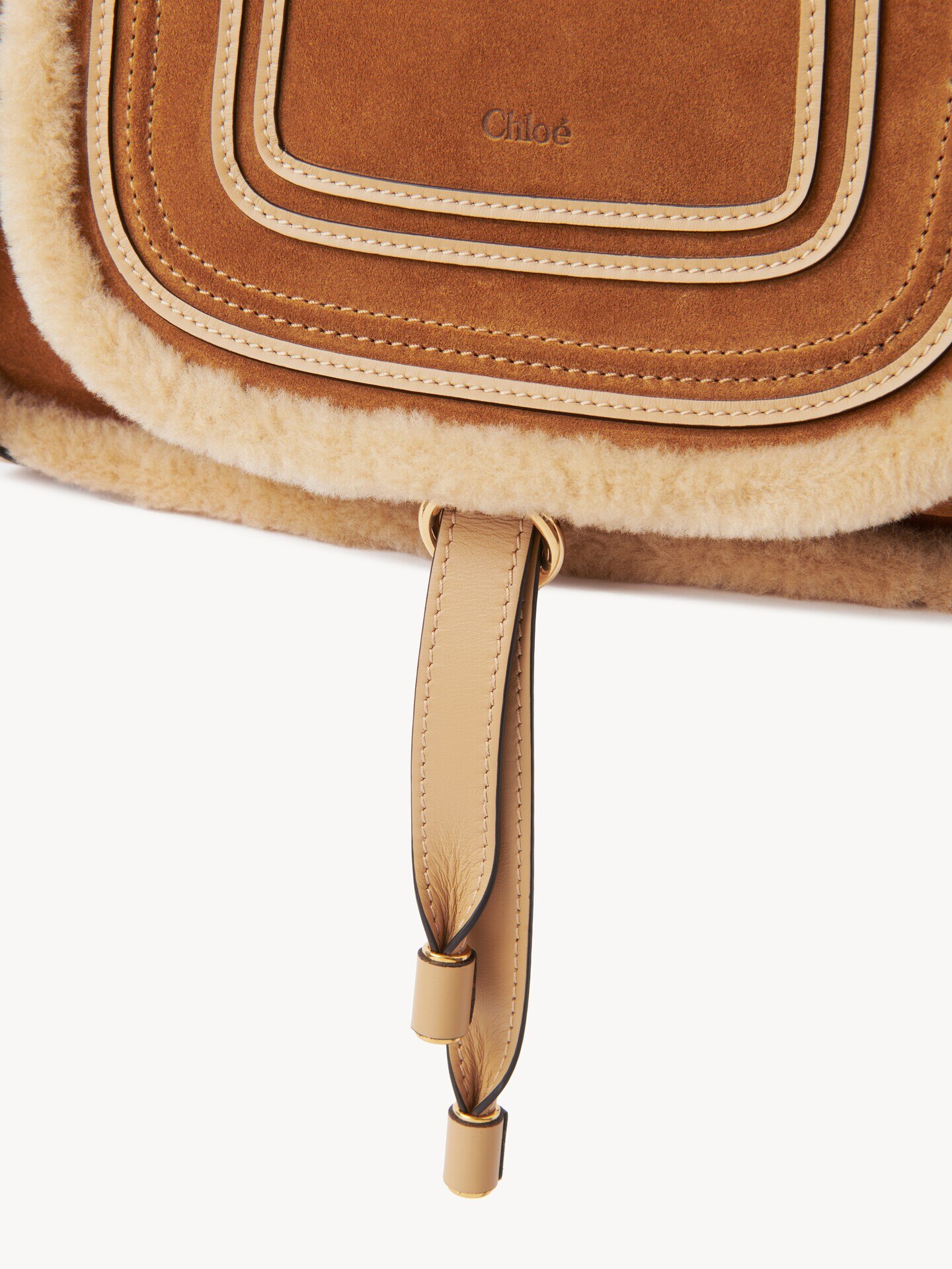 Small Marcie bag in suede leather & shearling - 6.0