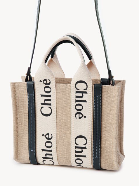 Small Woody tote bag in linen