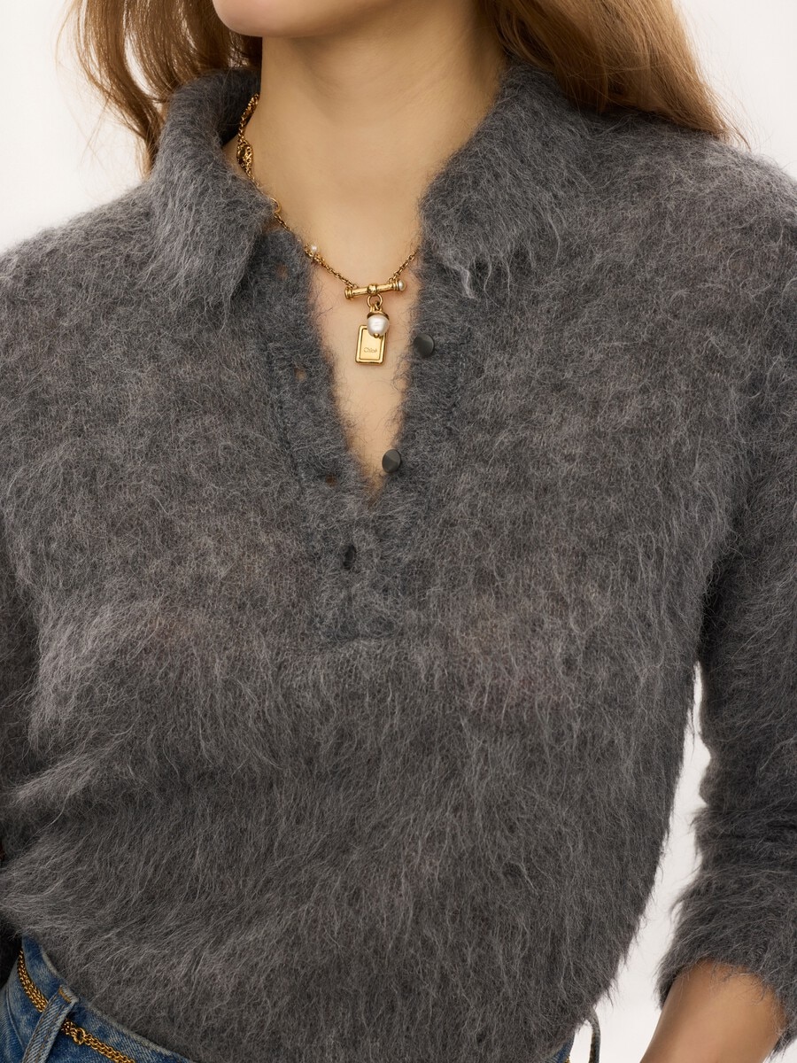 Jersey de polo confeccionado en punto de mezcla de lana y alpaca - 7