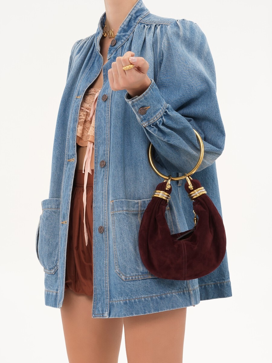 Mini Bracelet Hobo bag in suede leather - 3