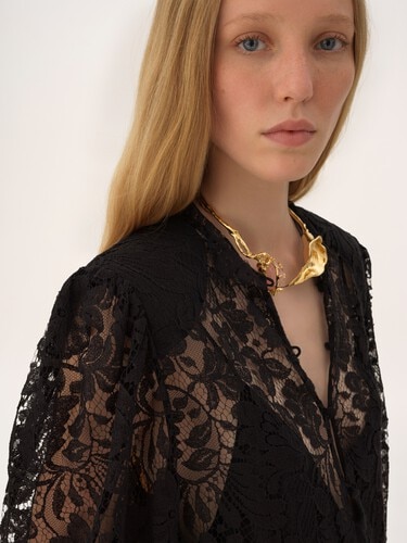 Long-sleeve mini dress in lace - 5