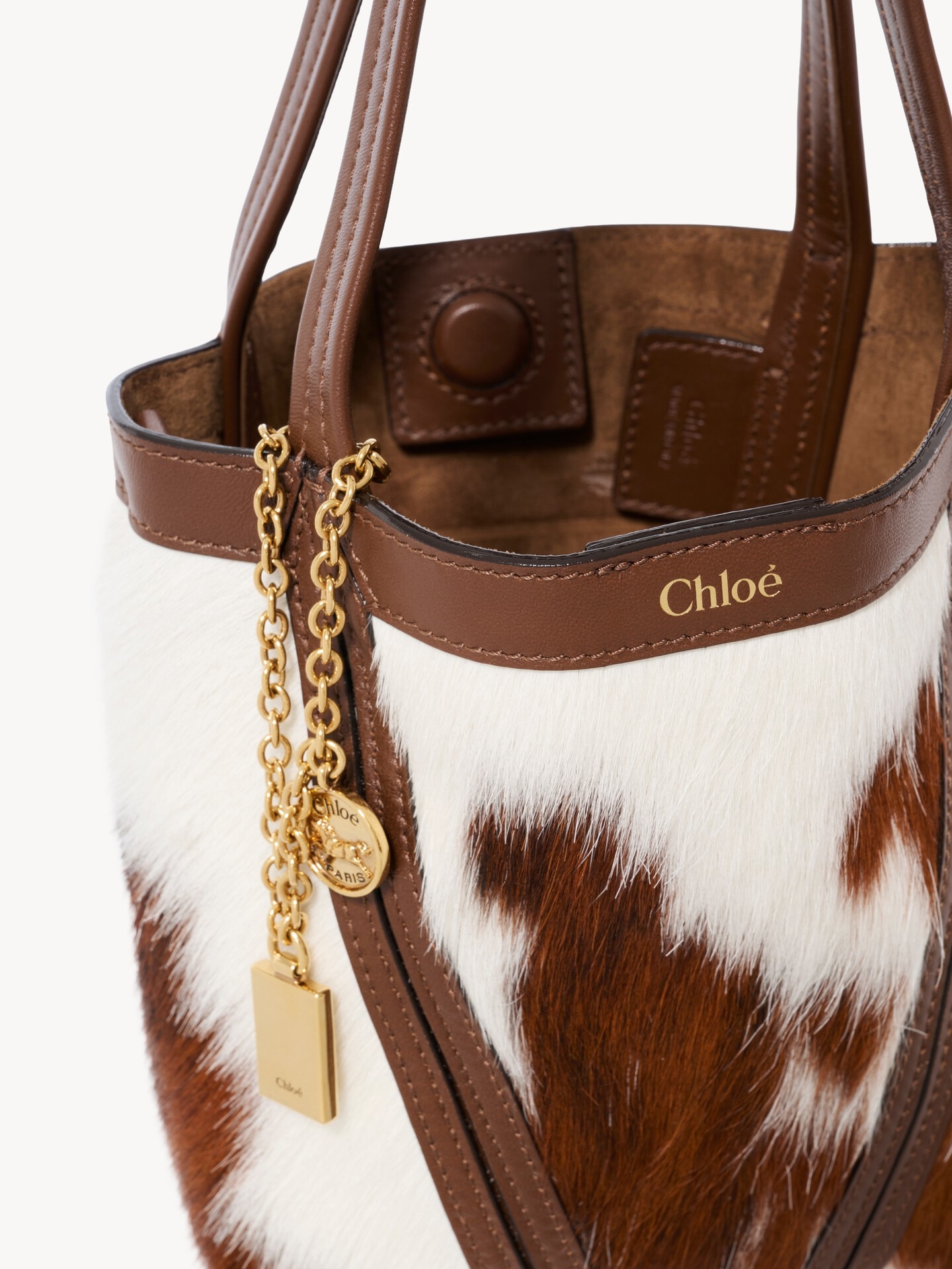 Small Chlo&eacute; Spin tote bag in hair-on leather - 7.0