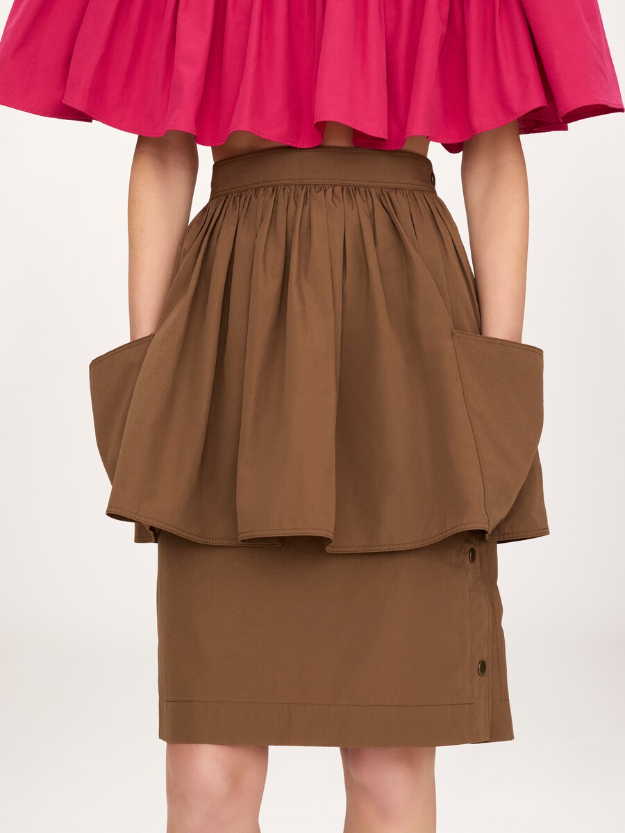 Layered knee-length skirt in cotton poplin - 6