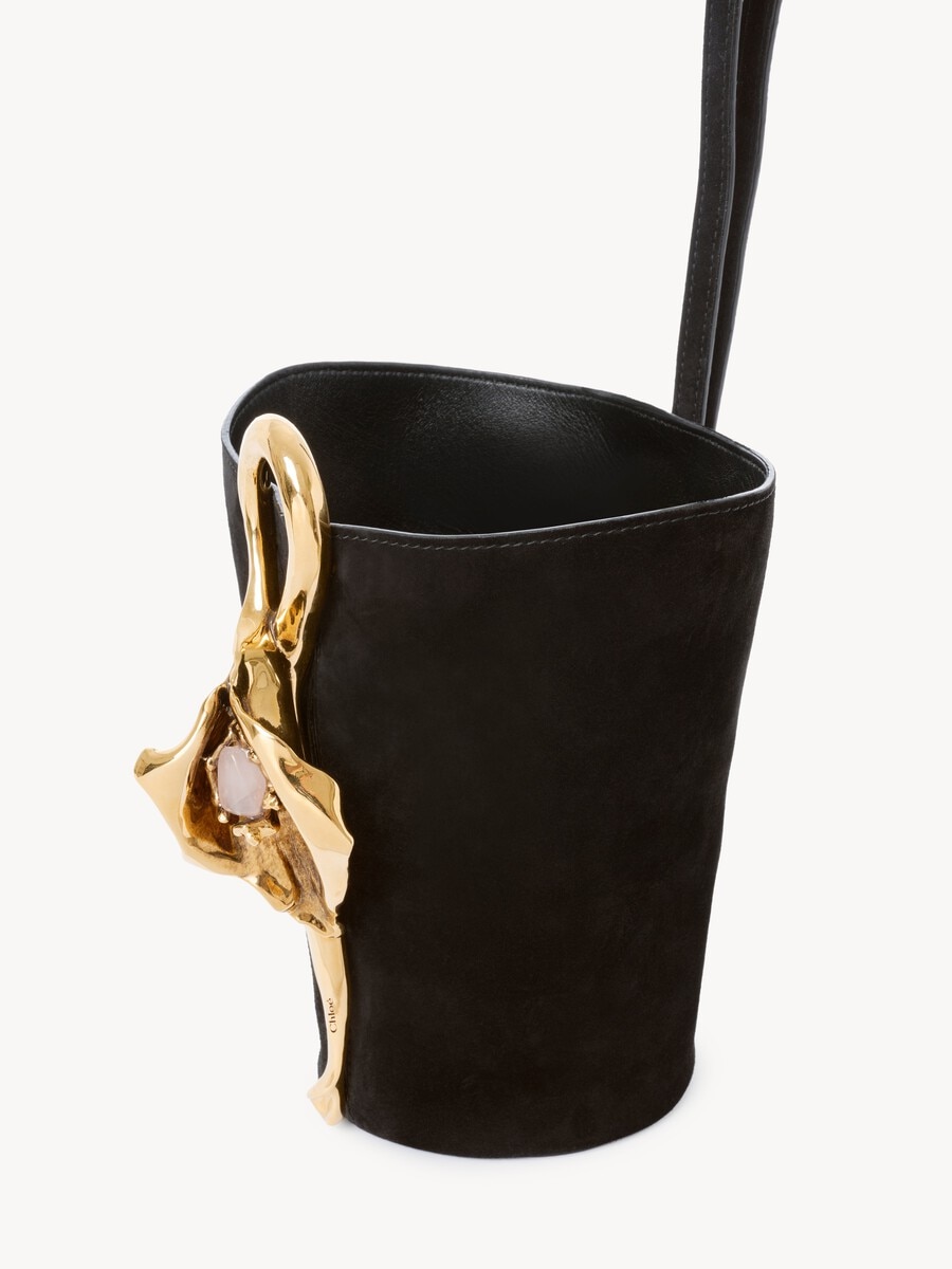 Small Eden Treasures wristlet bucket bag in suede leather - 5