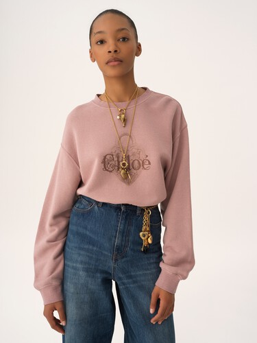 Oversized logo sweater in chin&eacute; fleece - 4