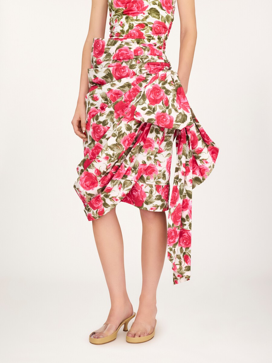 Knee-length wrap skirt in cotton poplin - 3