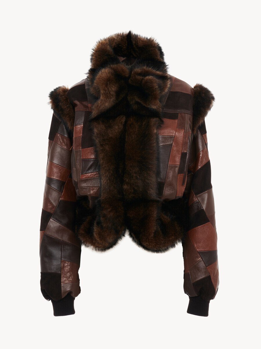 Short hybrid bomber jacket in leather - 2