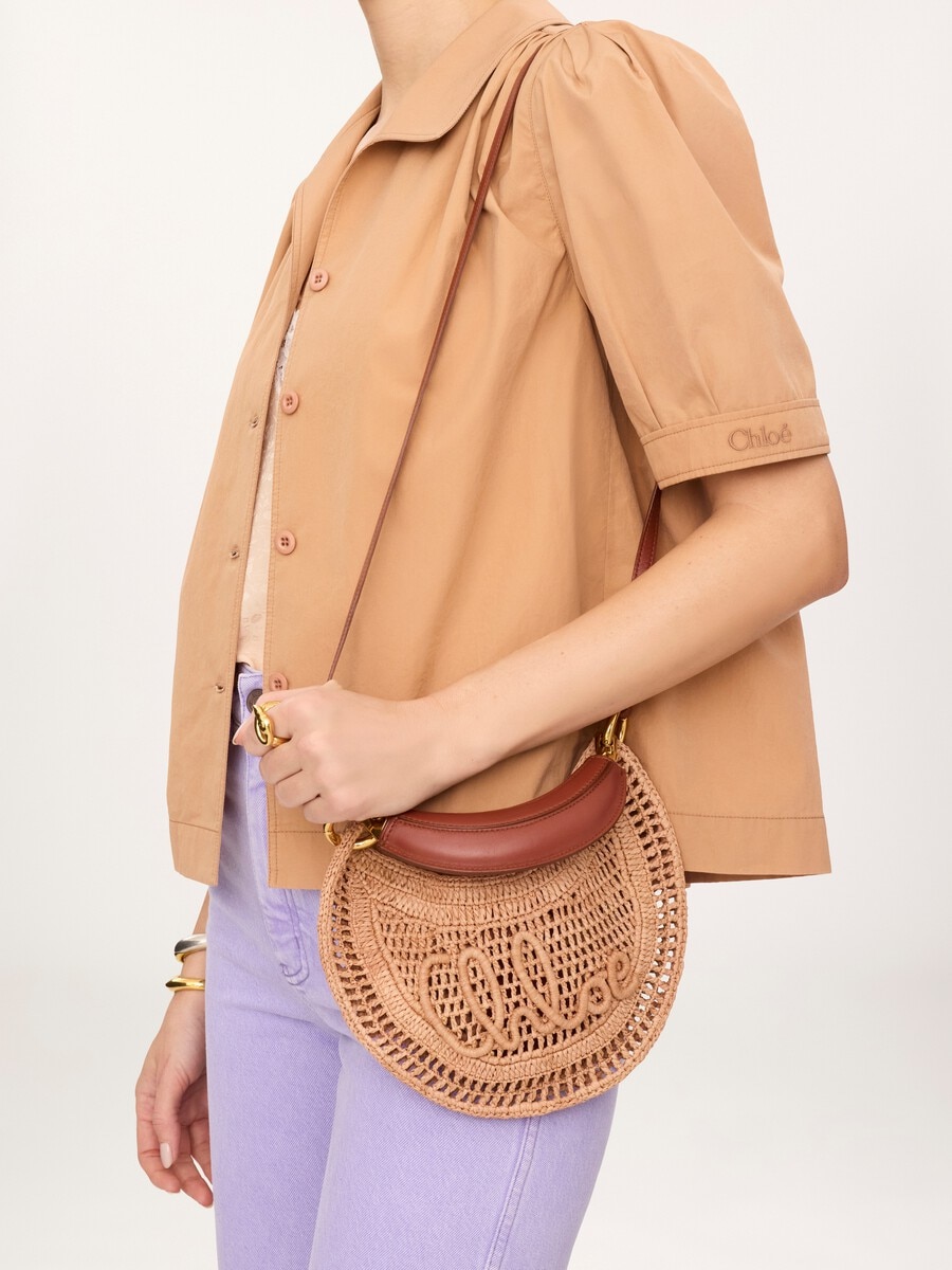 Mini Summer Banana hobo bag with strap in raffia - 3