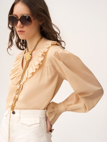 Gathered ruffle top in cotton voile - 6