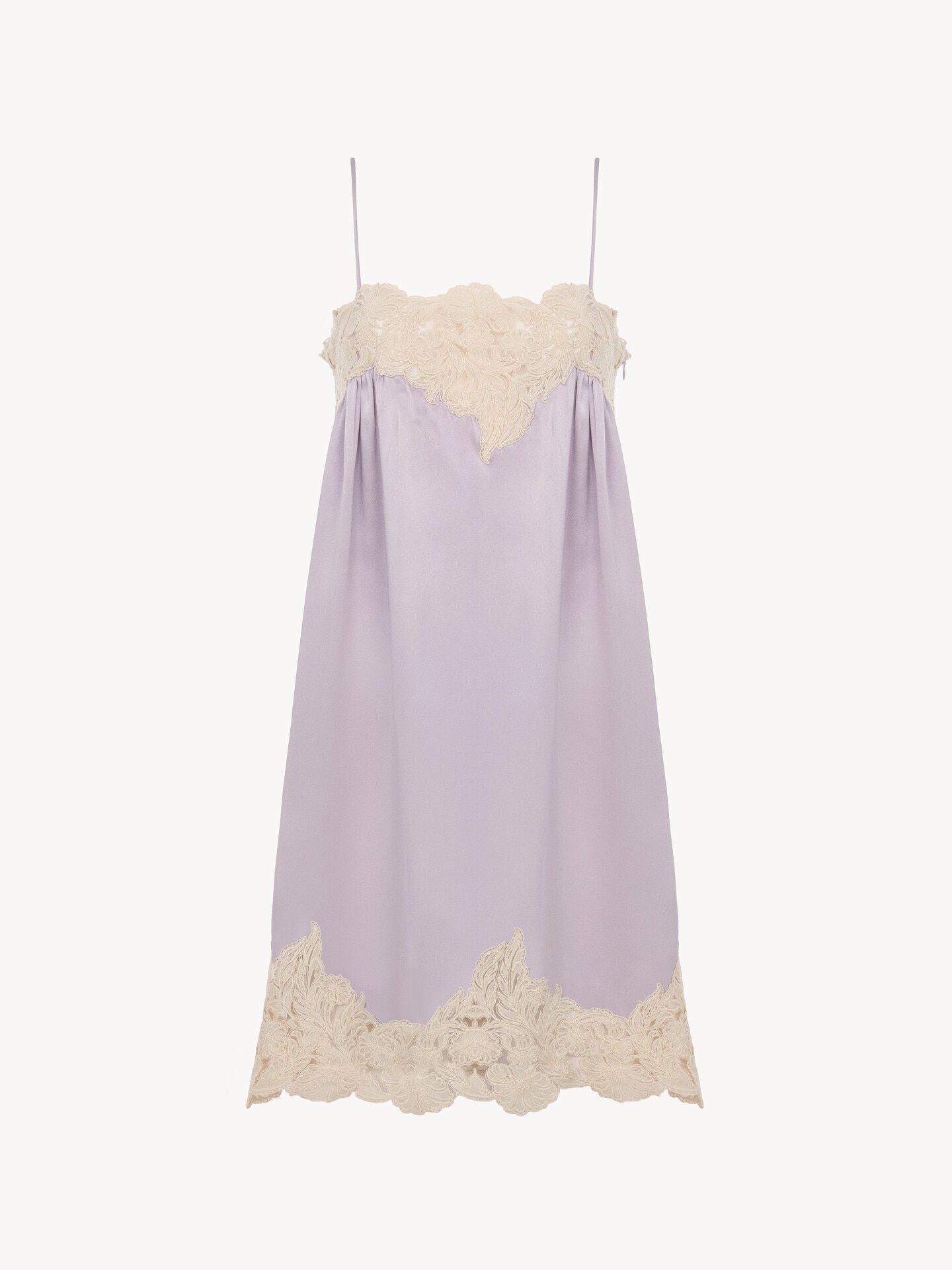 Thin-strap mini dress in washed silk satin - 2.0