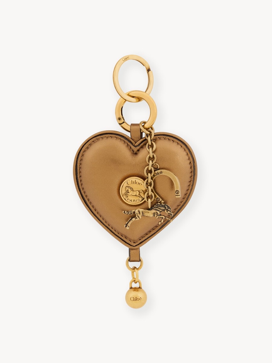 Bijou de sac porte-cl&eacute;s c&oelig;ur Chlo&eacute; Symbols en cuir m&eacute;tallis&eacute; - 1