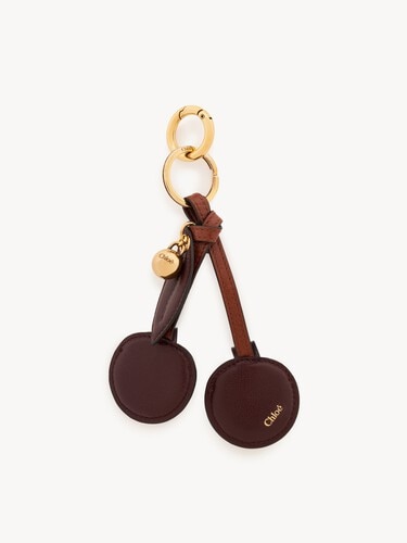 Chlo&eacute; Symbols Cherry key ring bag charm in grained leather - 2