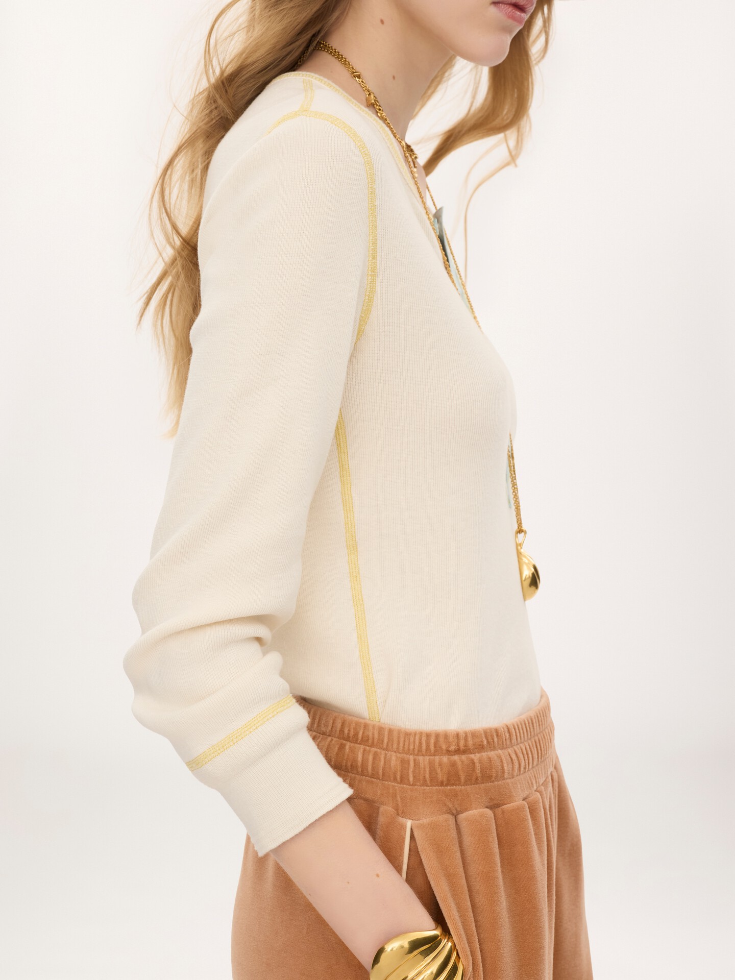 Fitted Henley shirt in cotton jersey - 5.0