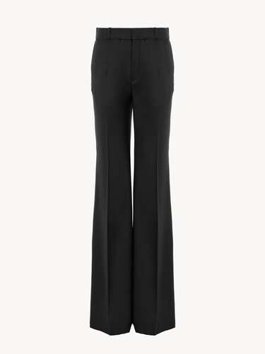 High-rise flared pants in wool grain de poudre - 2