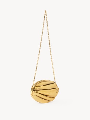 Chlo&eacute; Pliss&eacute; minaudi&egrave;re with chain in copper & brass - 4