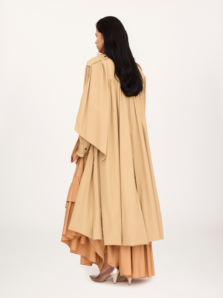 Trench col montant foulard en popeline de coton - 4