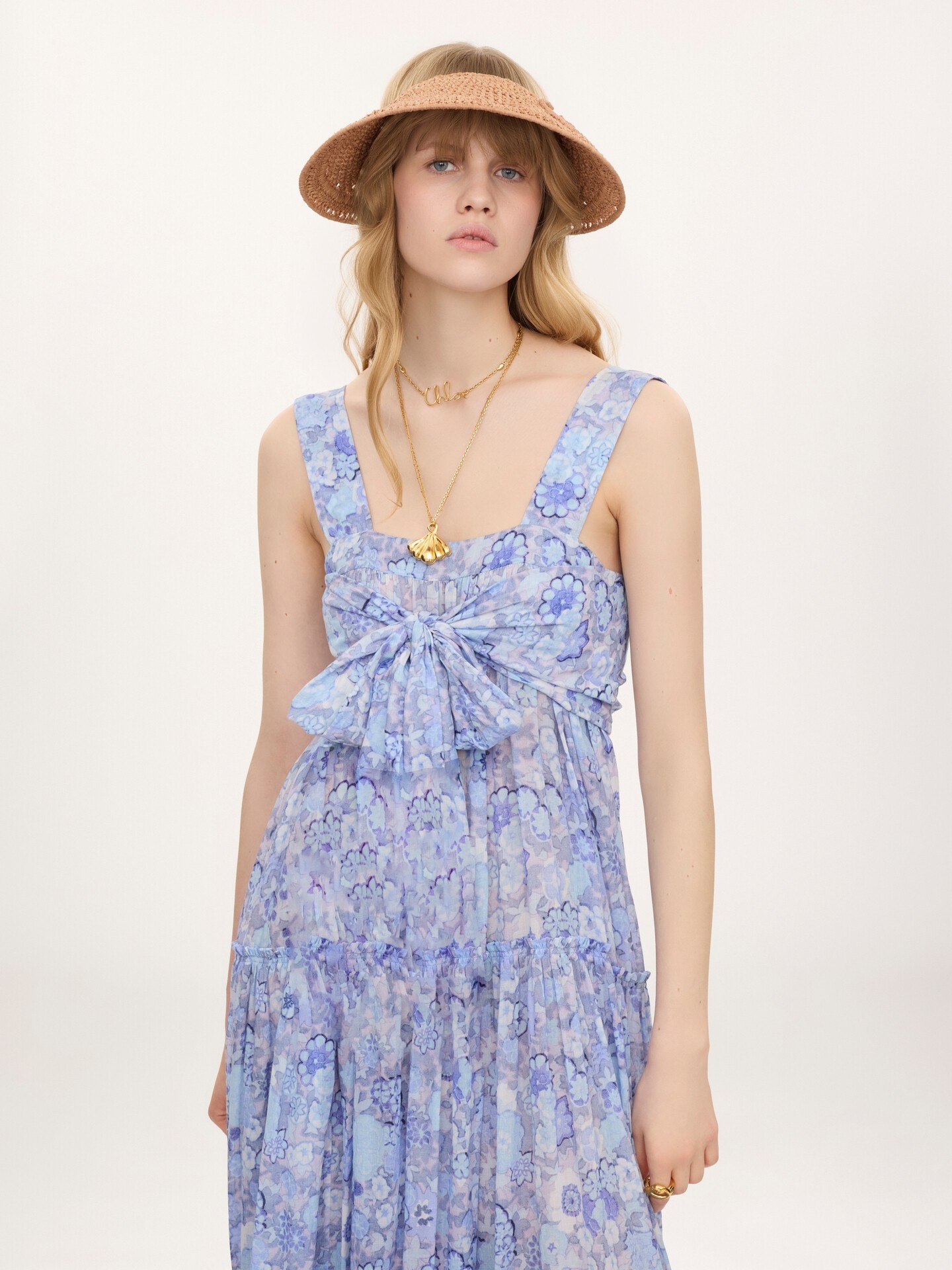 Tiered long dress in cotton voile - 3.0