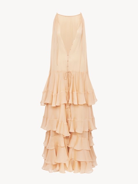 Tiered maxi dress in silk georgette