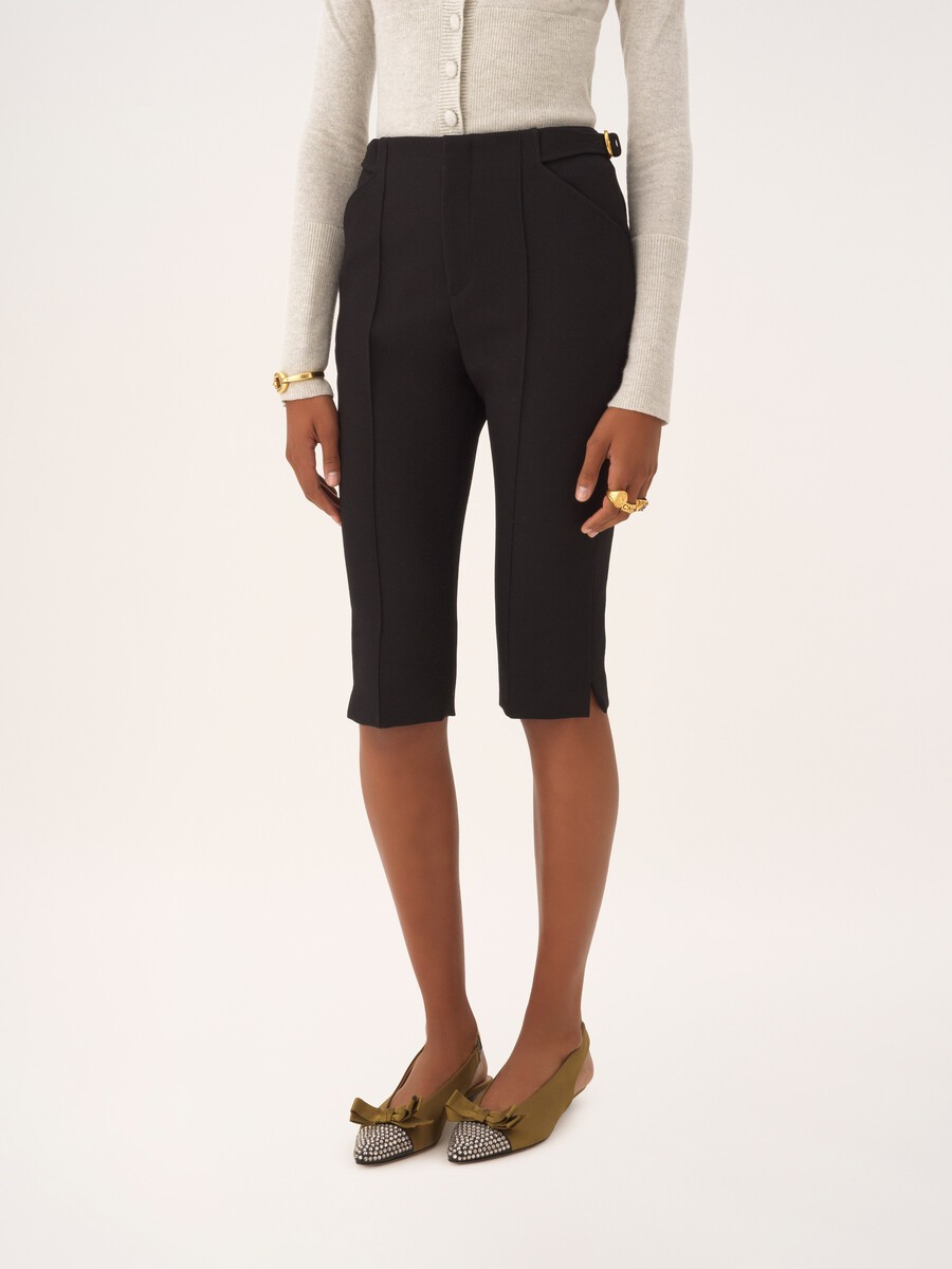 Tailored capri pants in wool cr&ecirc;pe - 4