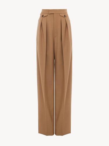 High-rise gathered pants in wool gabardine - 2