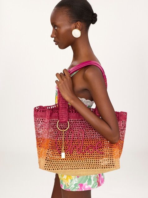 Summer Banana east-west tote bag in raffia