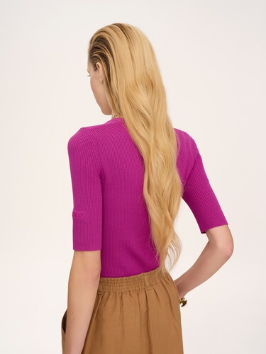 Short-sleeve sweater in a wool knit - 5