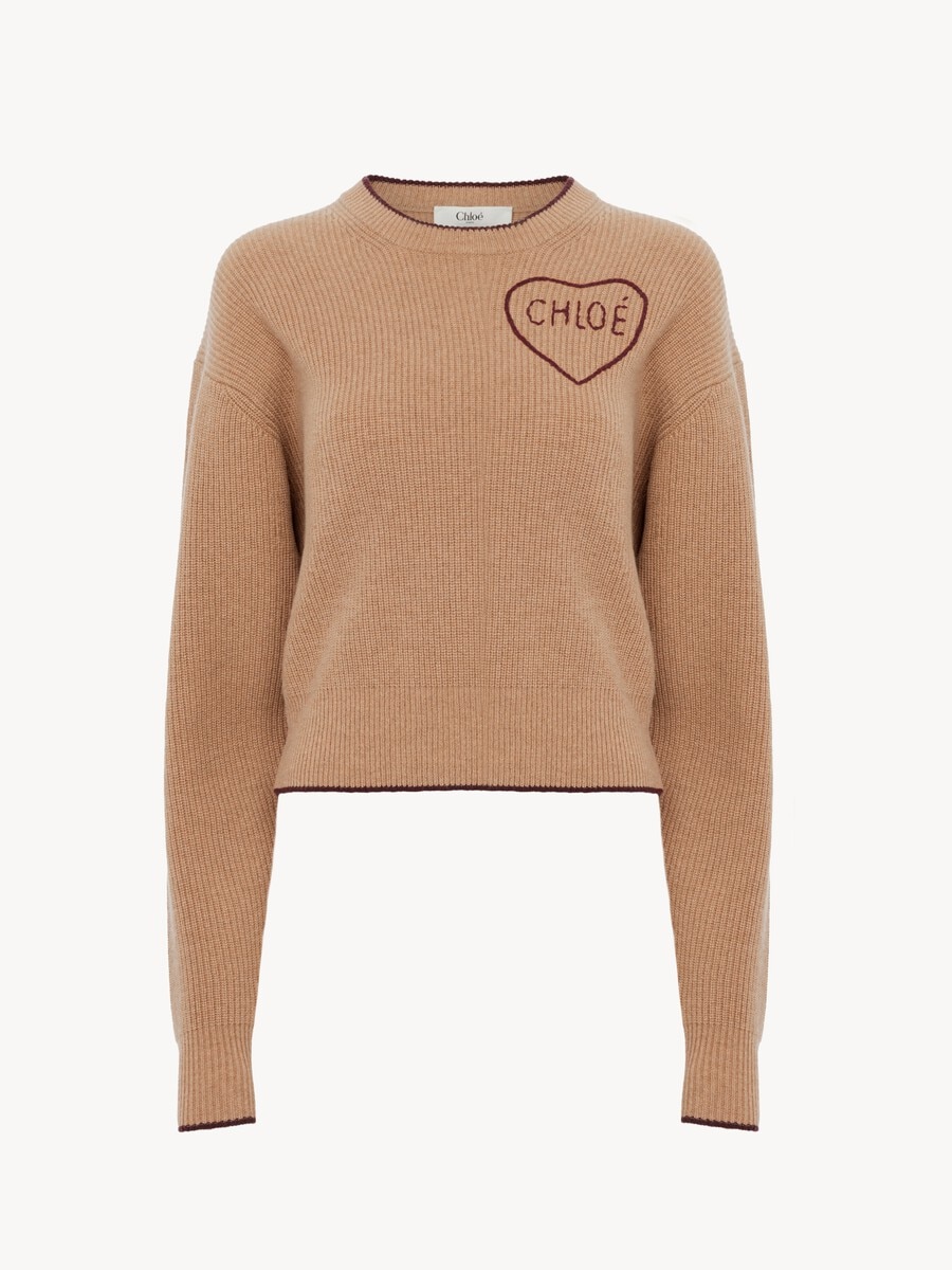 Cropped fitted logo sweater in a wool & cashmere knit - 2