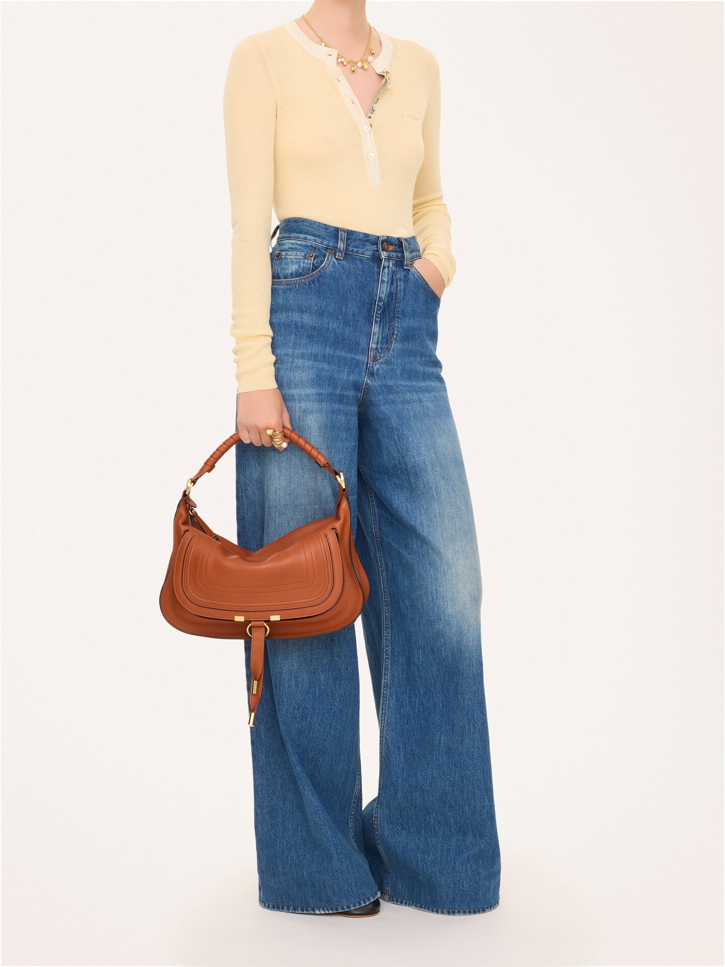 Small Marcie shoulder bag in soft leather - 8.0