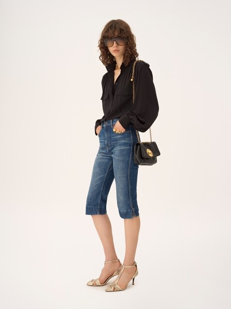 Gathered blouse in cr&ecirc;pe de chine