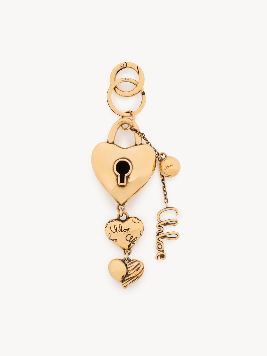 Chlo&eacute; Symbols Multiple Hearts key ring bag charm in copper - 2