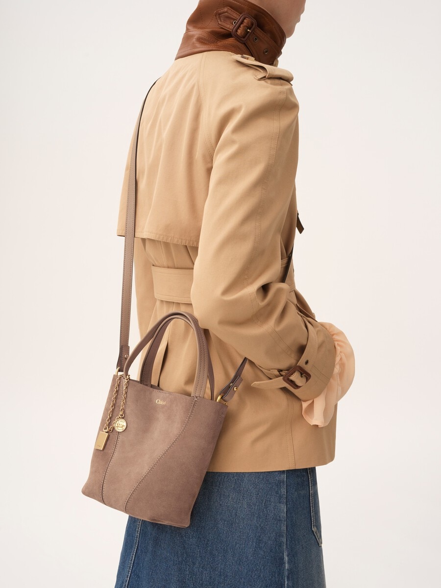Small Chlo&eacute; Spin tote bag in suede leather - 3