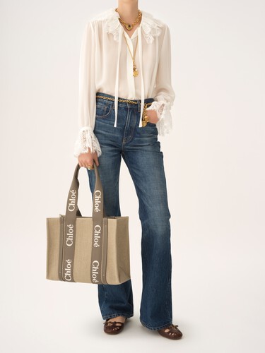 Woody tote bag in linen - 8