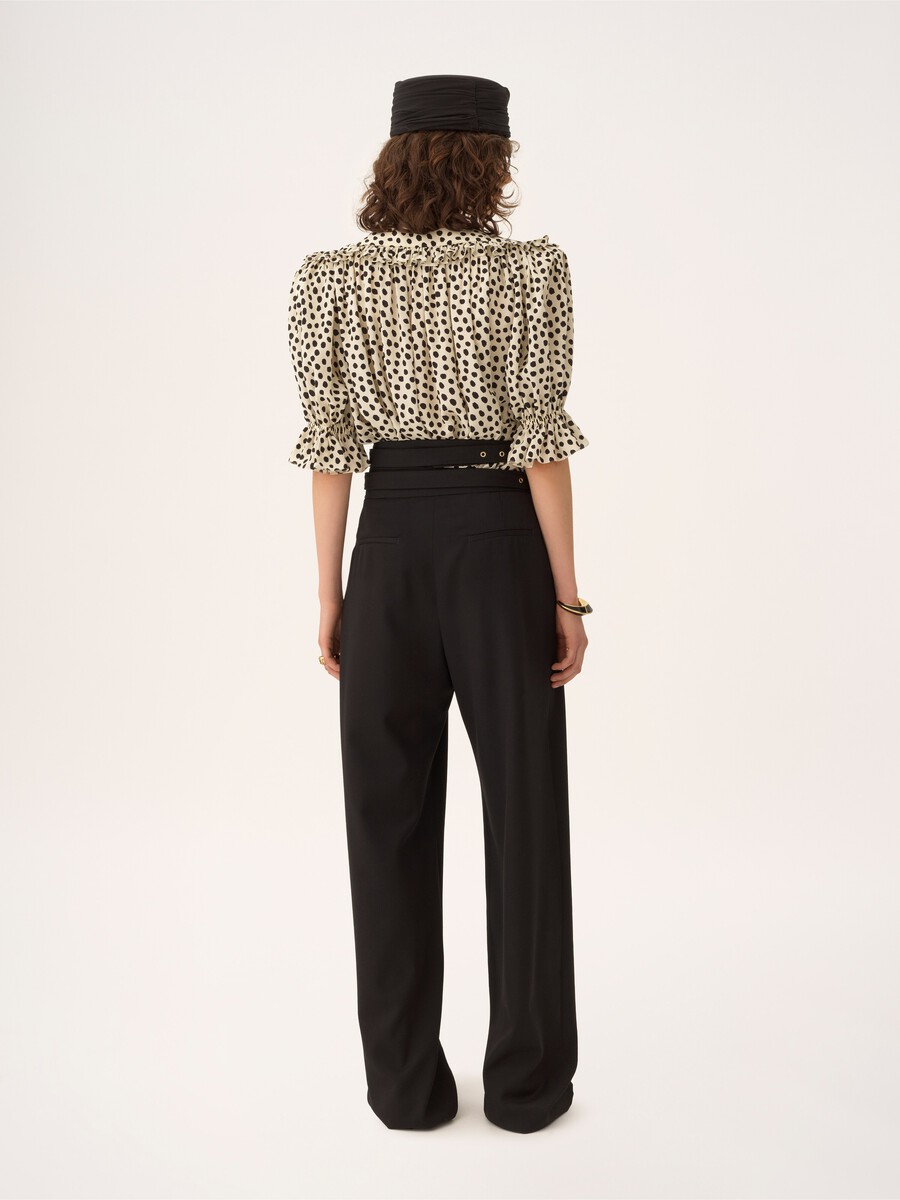 High-rise tailored pants in wool grain de poudre - 4