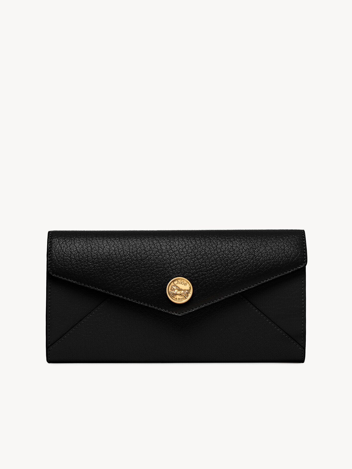 Envelope long wallet with flap in grained leather - 1.0