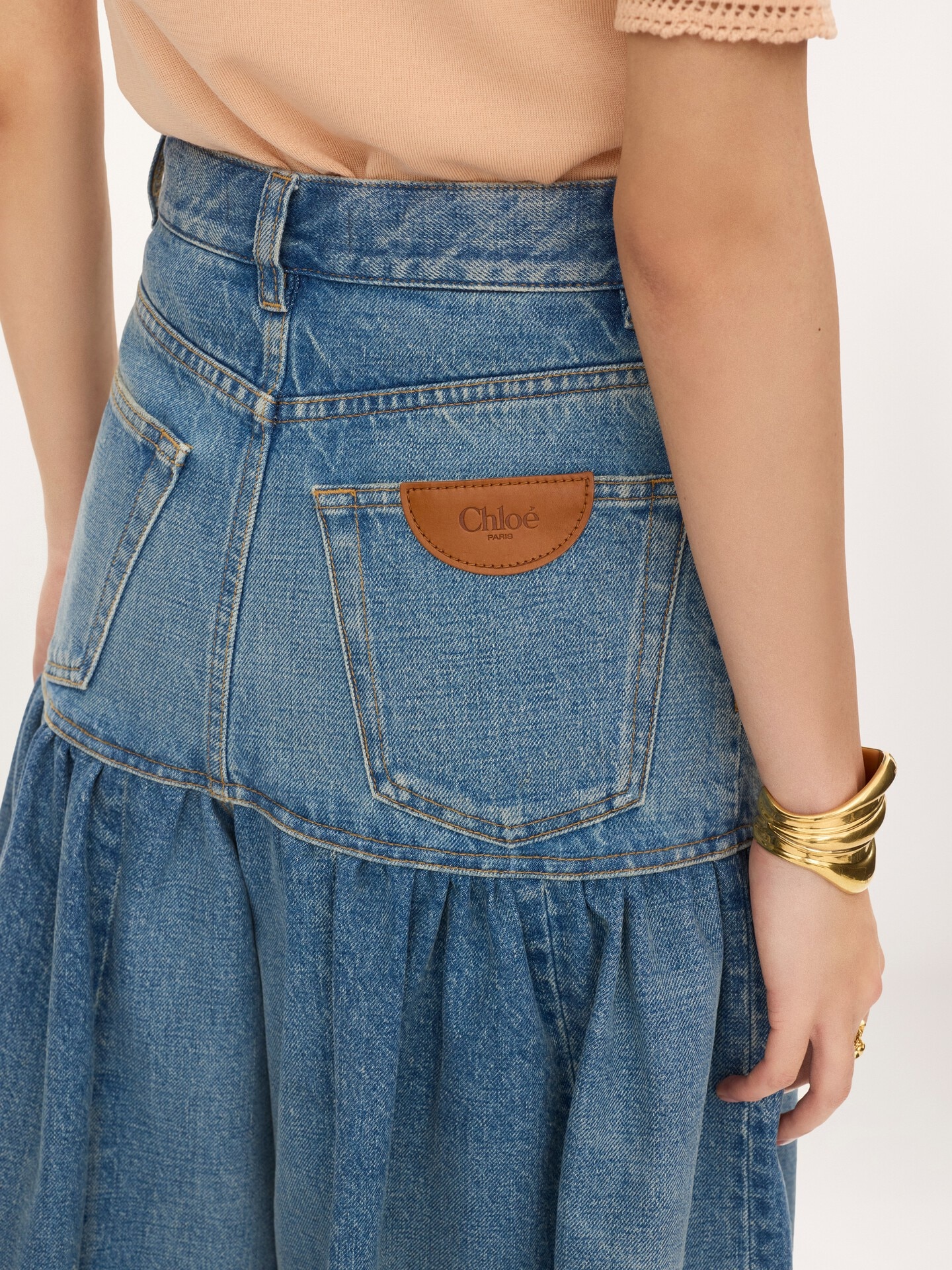 High-rise balloon bermuda shorts in denim - 6.0