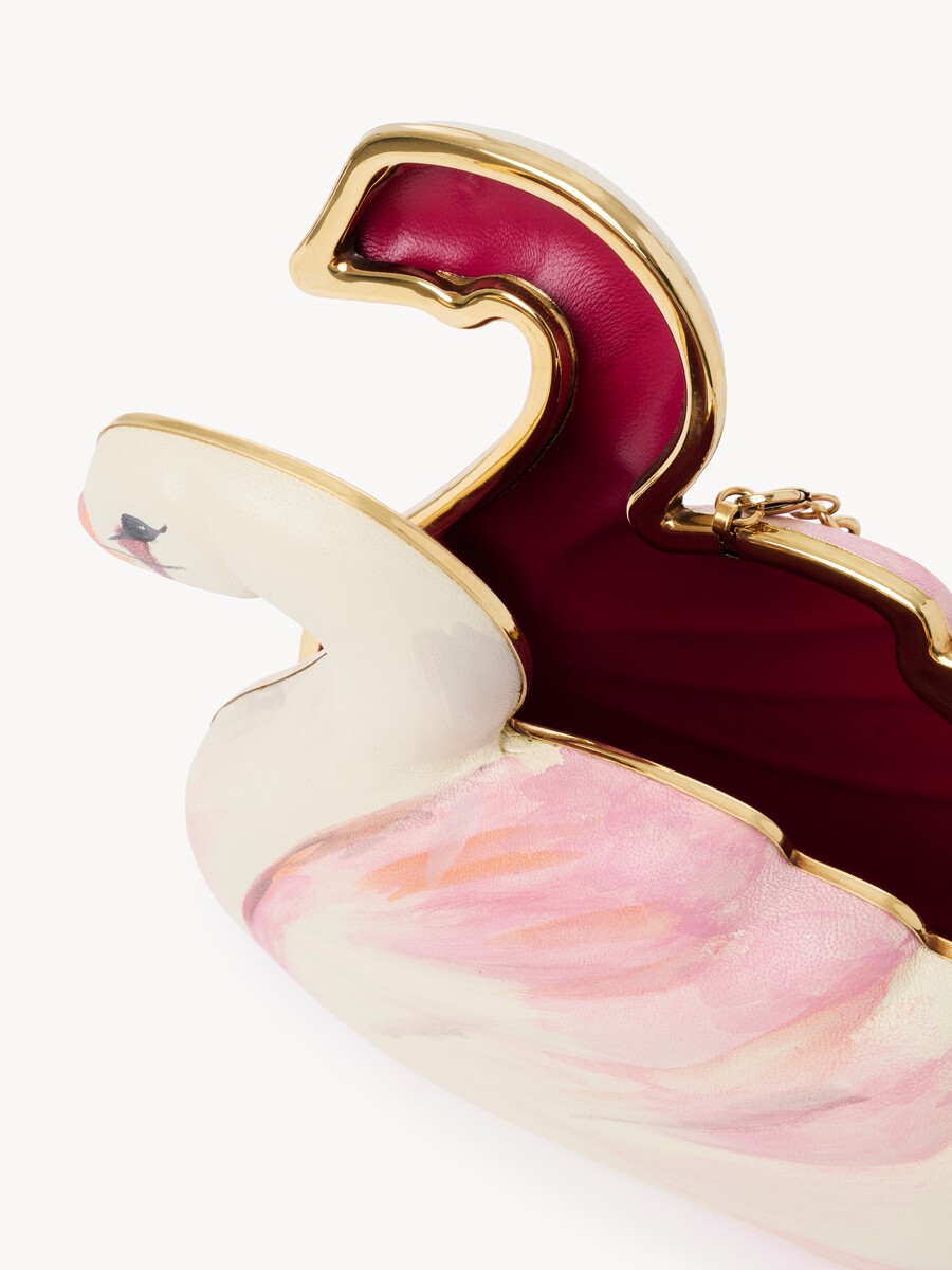 Minaudi&egrave;re Chlo&eacute; Tropicus cisne de cuero pintado a mano - 6