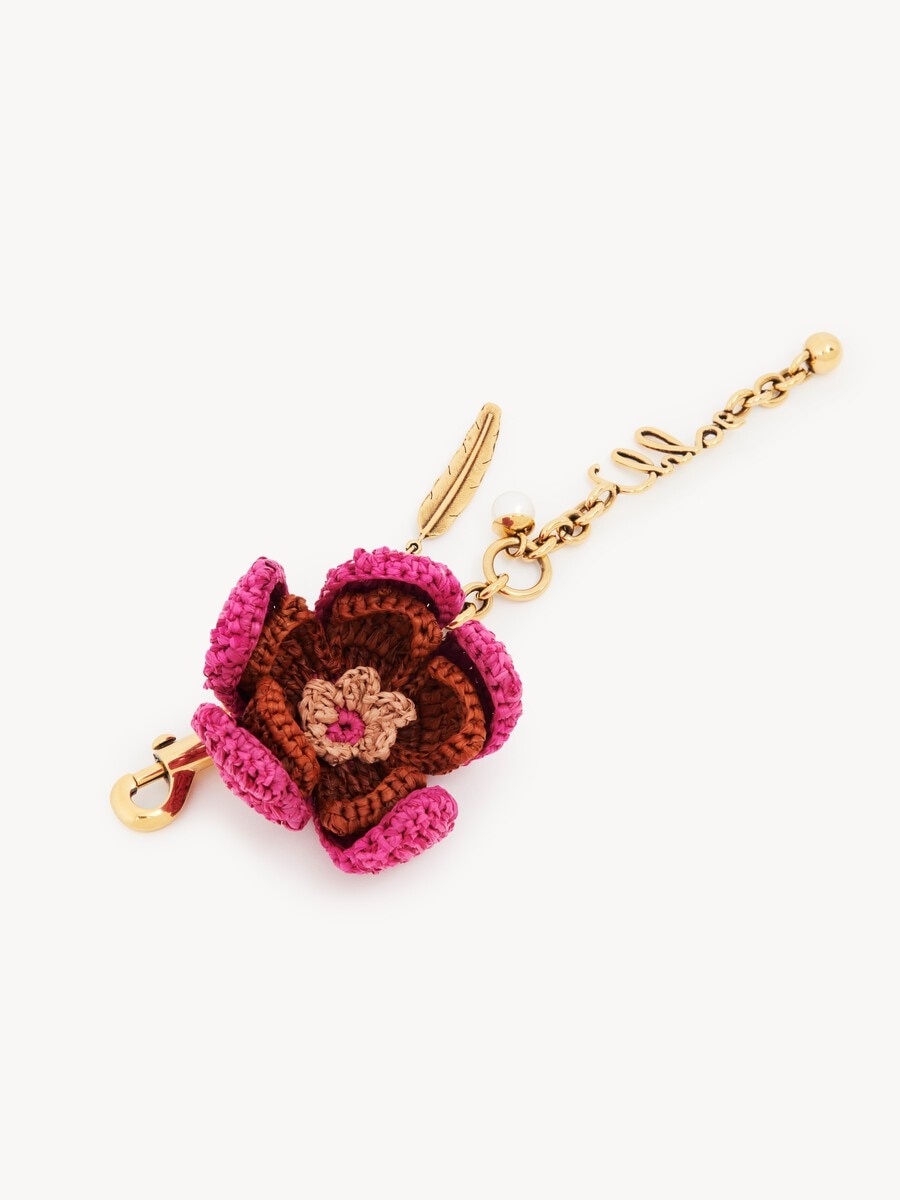 Charm para bolso Flower de rafia y metal - 3